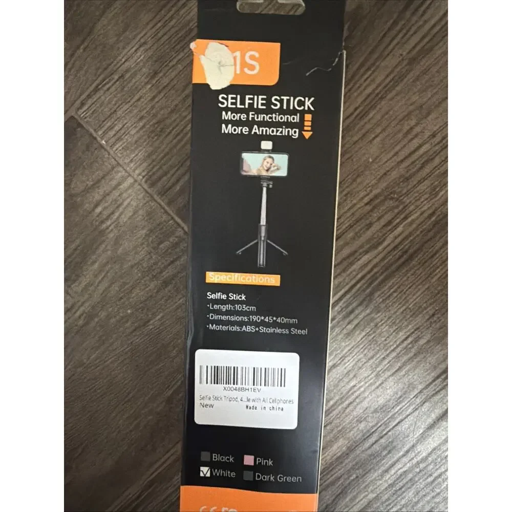 H1S Selfie Stick Tripod, Wireless, Stretchable And Rotates In White NWT